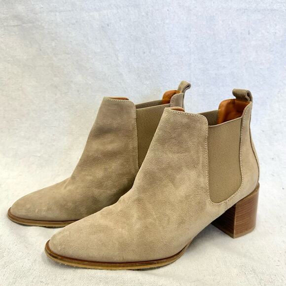 Everlane The Heel Boot block heel ankle bootie in taupe suede size 9.5 - Picture 14 of 14